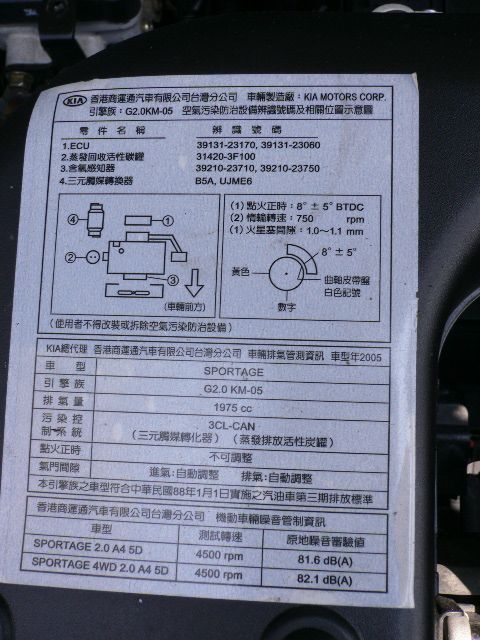 【※ 2005年 SPORTAGE史寶提吉 最時尚的吉普車☆四輪傳動☆ 2000cc 天窗 照片7